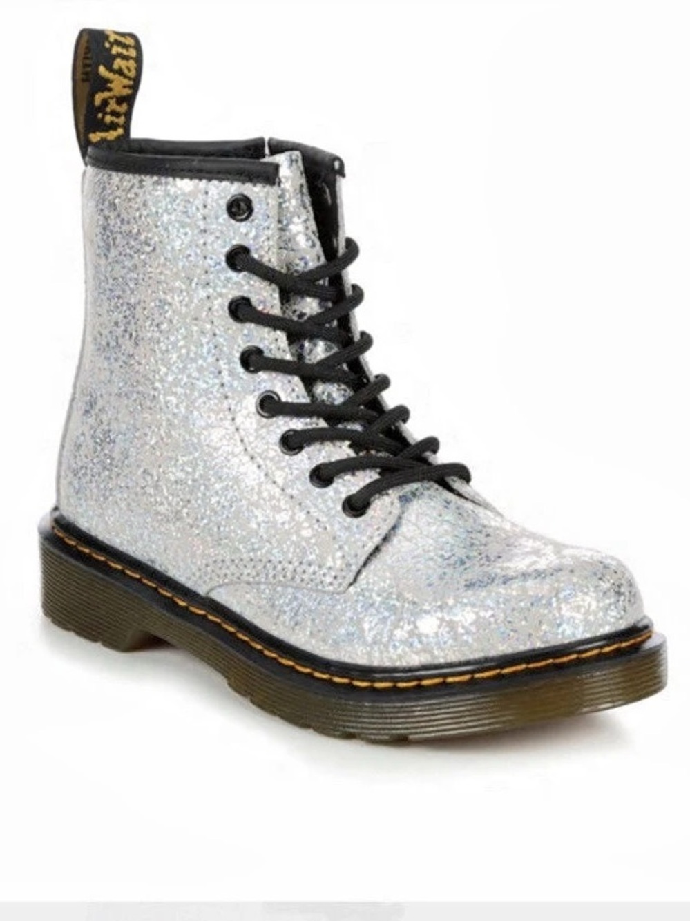 Dr. Martens Junior 1460 Glitter Lace Up Boots Junior Metallic Combat Boots UK 2